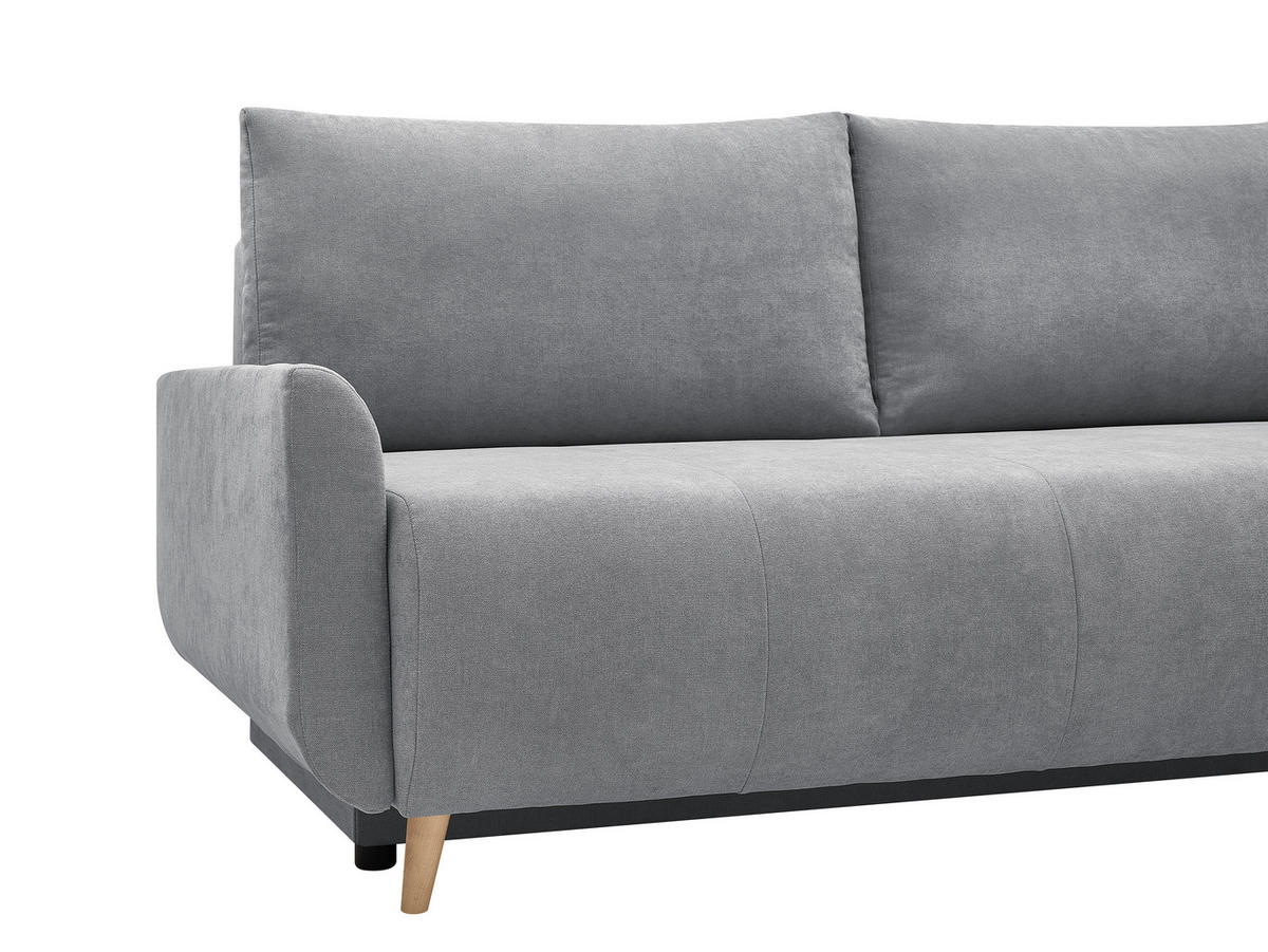 SCHLAFSOFA DUO Mikrofaser Grau  inkl. Rückenkissen, Bettkasten, Schlaffunktion, Rücken echt  - Naturfarben/Grau, Design, Textil (218/90/110cm) - P & B