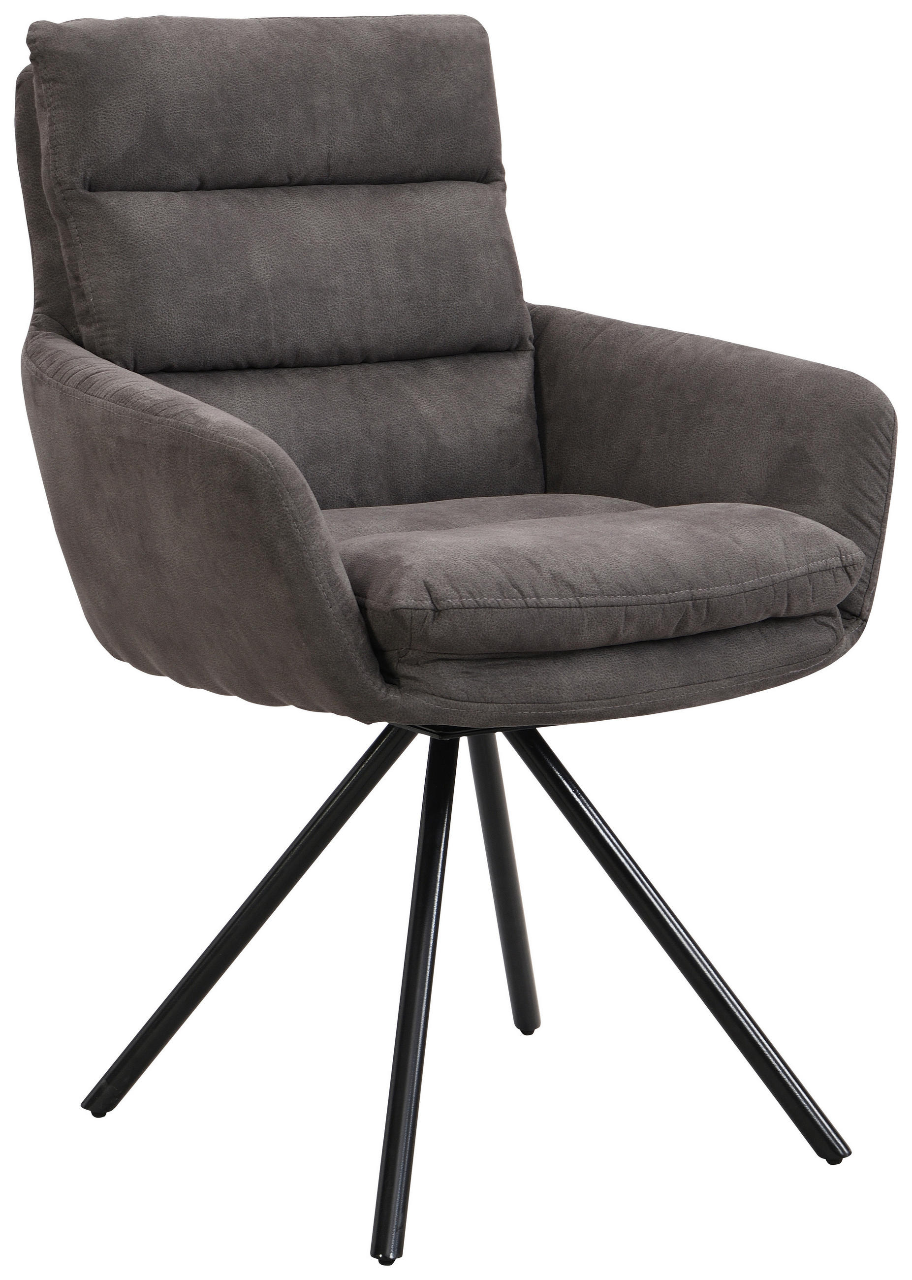 ARMLEHNSTUHL  Sitzfläche 360° drehbar, inklusive Armlehnen Webstoff  Grau  - Schwarz/Grau, Design, Textil/Metall (62/89/65cm) - Cantus