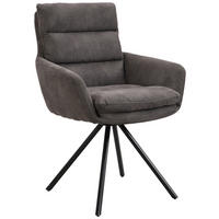 ARMLEHNSTUHL  Sitzfläche 360° drehbar, inklusive Armlehnen Webstoff  Grau  - Schwarz/Grau, Design, Textil/Metall (62/89/65cm) - Cantus