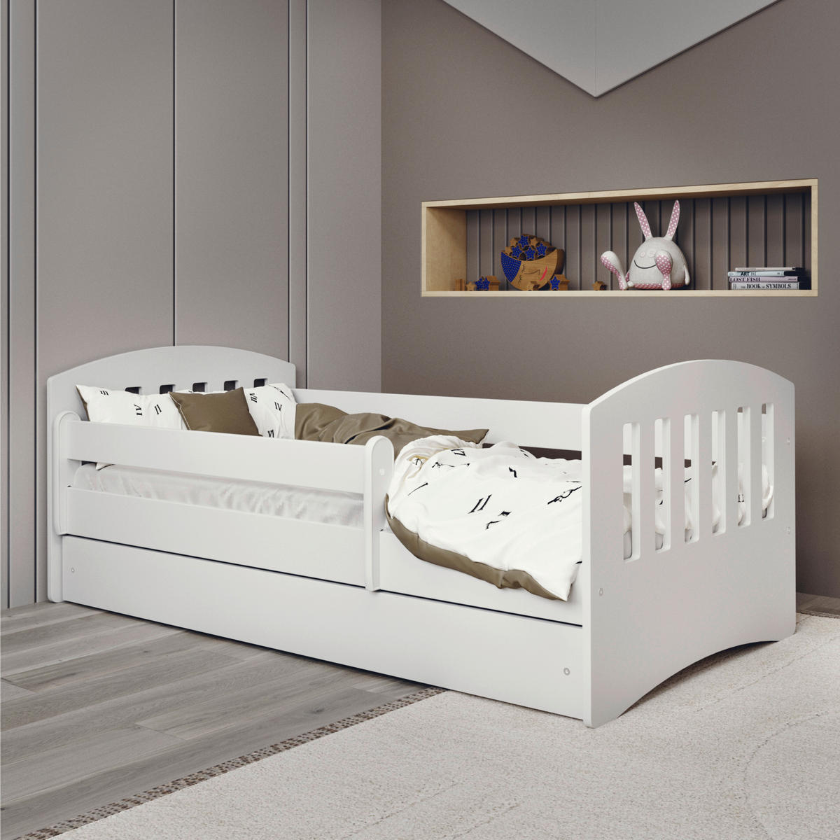 KINDER-/JUNIORBETT - Birkefarben/Weiß, MODERN, Holz/Holzwerkstoff (80/180cm) - MID.YOU