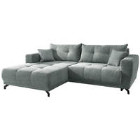 ECKSOFA in Cord Hellblau  - Schwarz/Hellblau, Modern, Holz/Textil (177/246cm) - MID.YOU