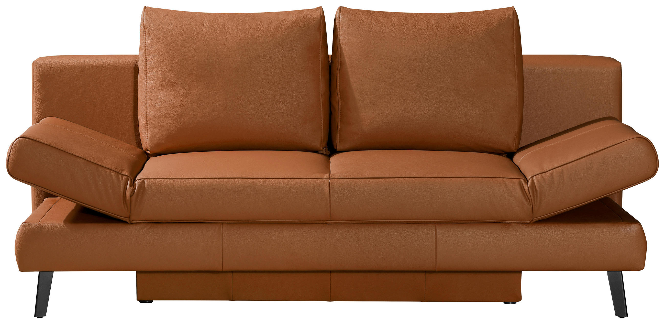 SCHLAFSOFA Braun Echtleder  - Schwarz/Braun, Design, Leder/Metall (200/85/90cm) - Novel