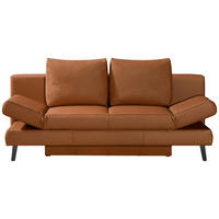 SCHLAFSOFA Braun Echtleder  - Schwarz/Braun, Design, Leder/Metall (200/85/90cm) - Novel