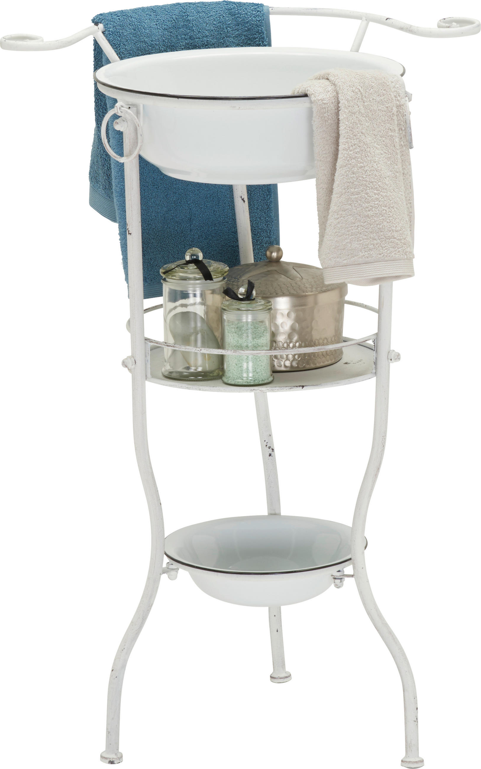 SKŘÍŇKA S UMYVADLEM,  - bílá, Design, kov (56cm) - Ambia Home