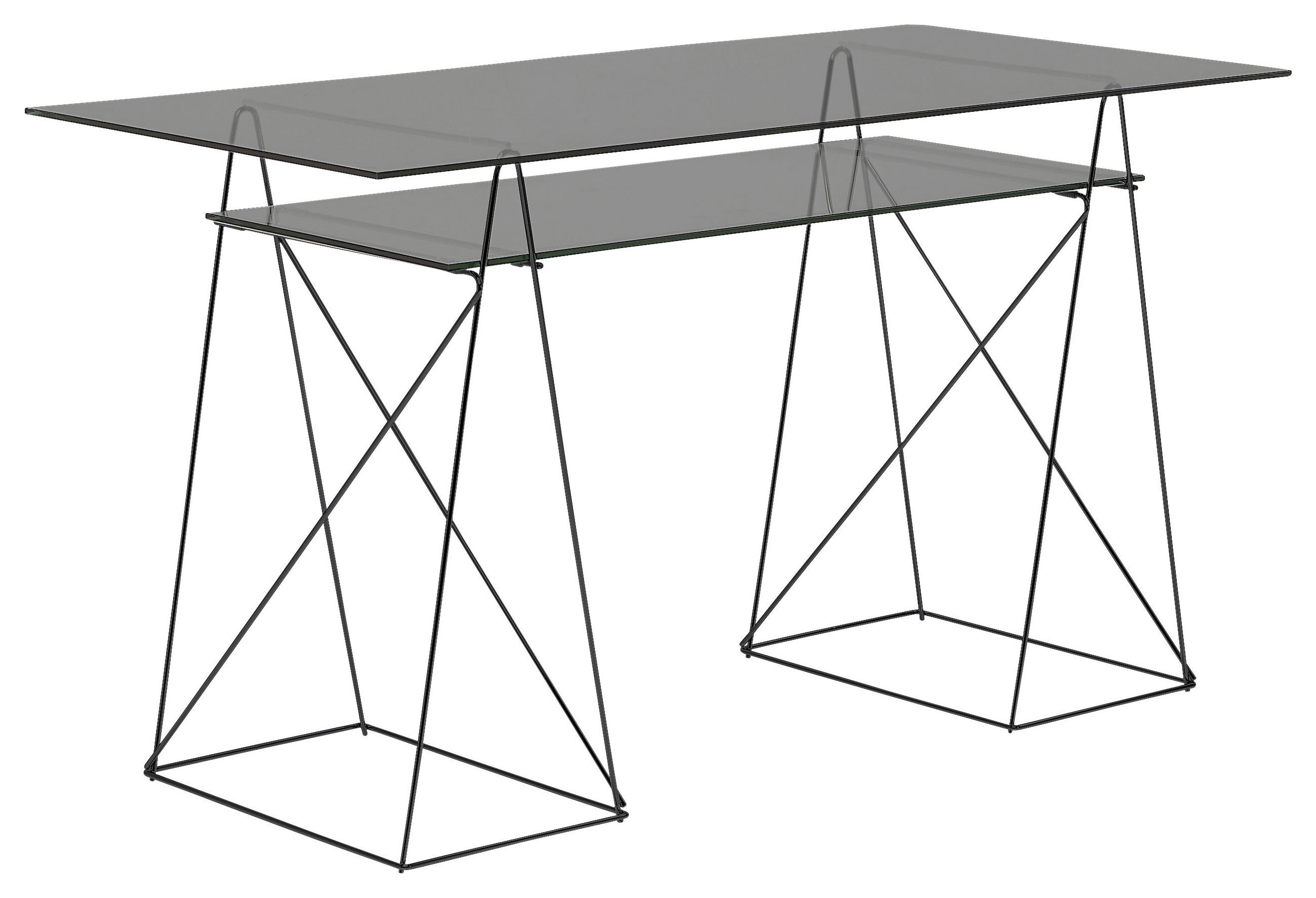 SCHREIBTISCH 135/65/74 cm  in Grau  - Schwarz/Grau, LIFESTYLE, Glas/Metall (135/65/74cm) - Kare-Design