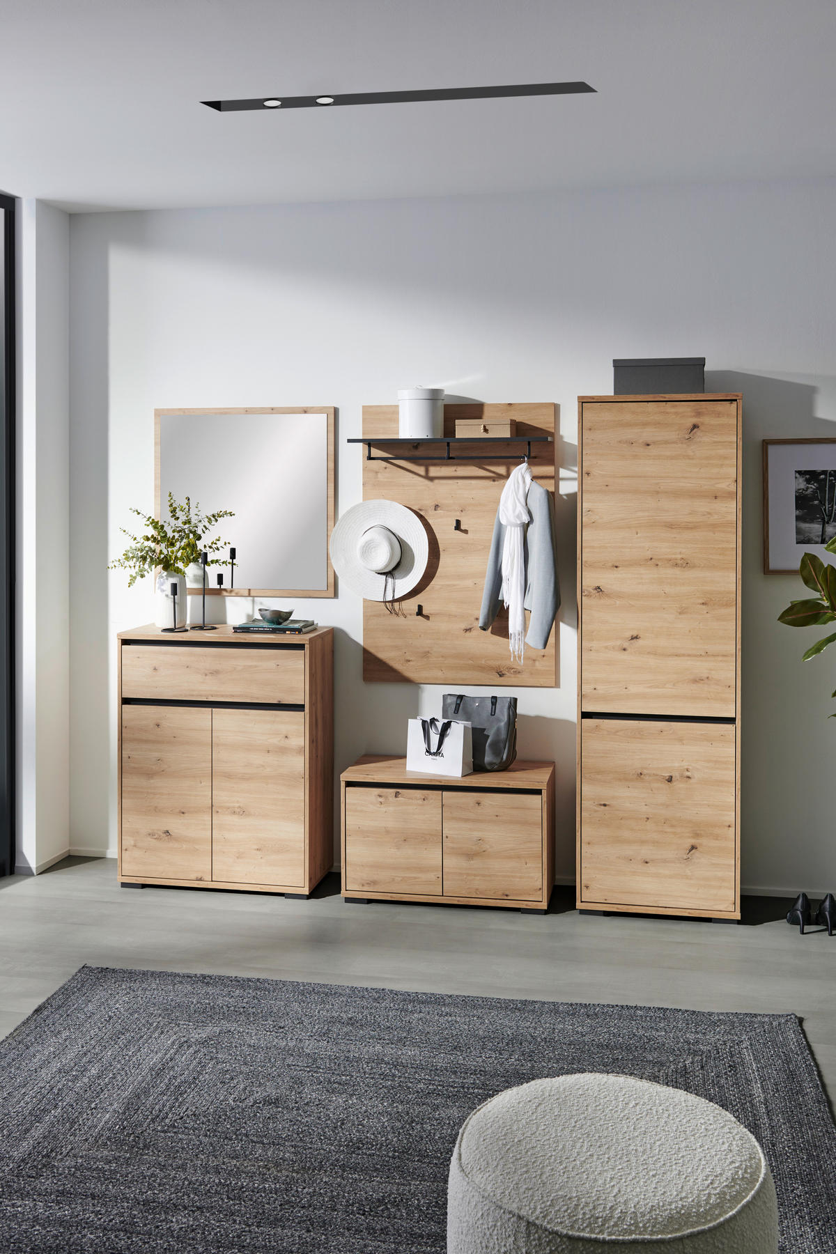 SCHUHSCHRANK Anthrazit, Eiche Artisan  - Anthrazit/Eiche Artisan, MODERN, Holzwerkstoff/Kunststoff (80/102,8/38cm) - Carryhome