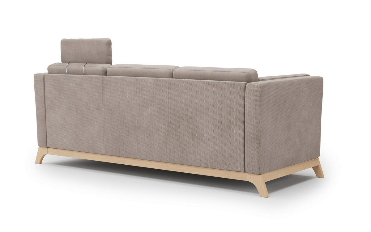 3-SITZER-SOFA in Flachgewebe Taupe  - Taupe/Eichefarben, Konventionell, Holz/Textil (213/84/93cm) - Sit & More