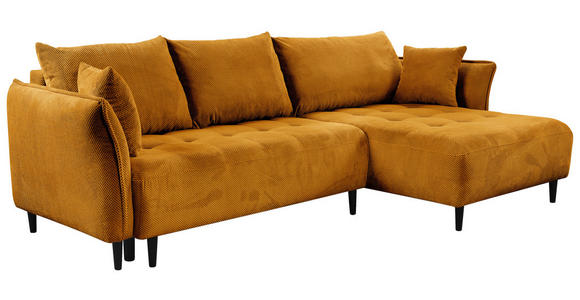 ECKSOFA Currygelb Chenille - Currygelb/Schwarz, KONVENTIONELL, Holz/Textil (290/160cm) - Carryhome