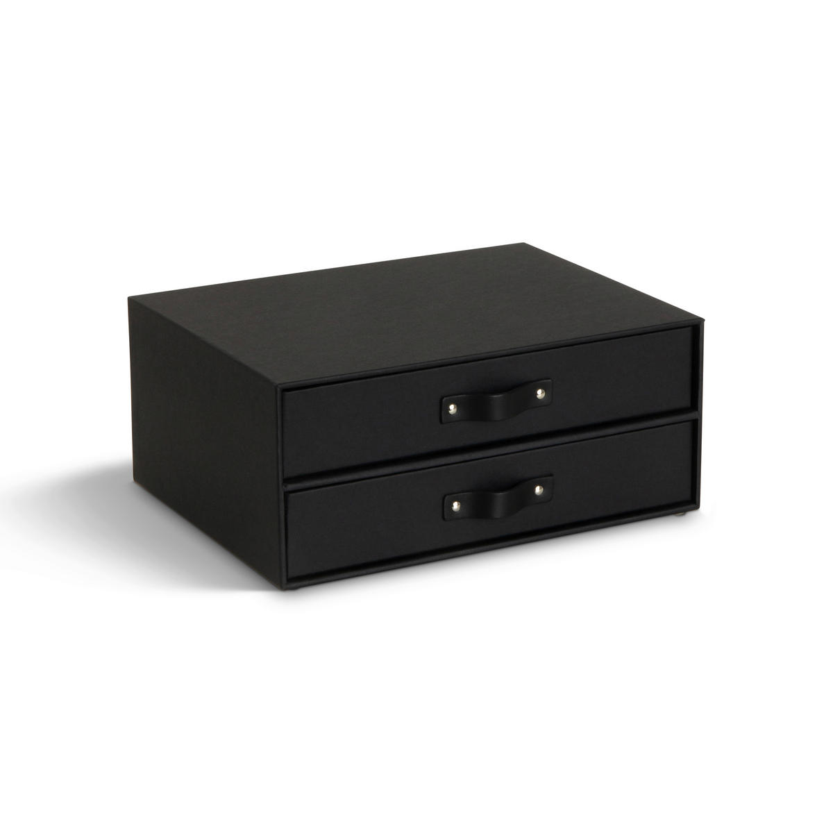 SCHUBLADENBOX    25.5/33.5/14.5 cm  - Schwarz, Basics, Karton/Leder (25.5/33.5/14.5cm)