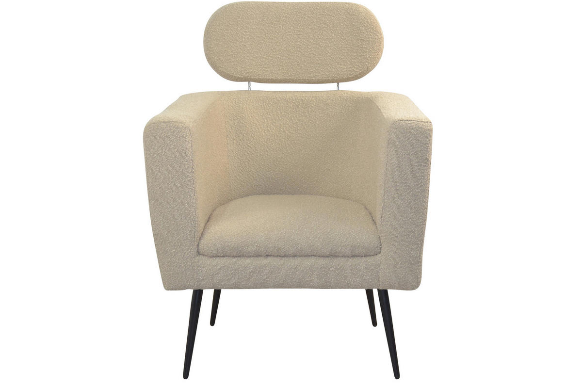 SESSEL Teddystoff Beige    - Beige/Schwarz, Design, Textil/Metall (67/72/95-103cm) - MID.YOU