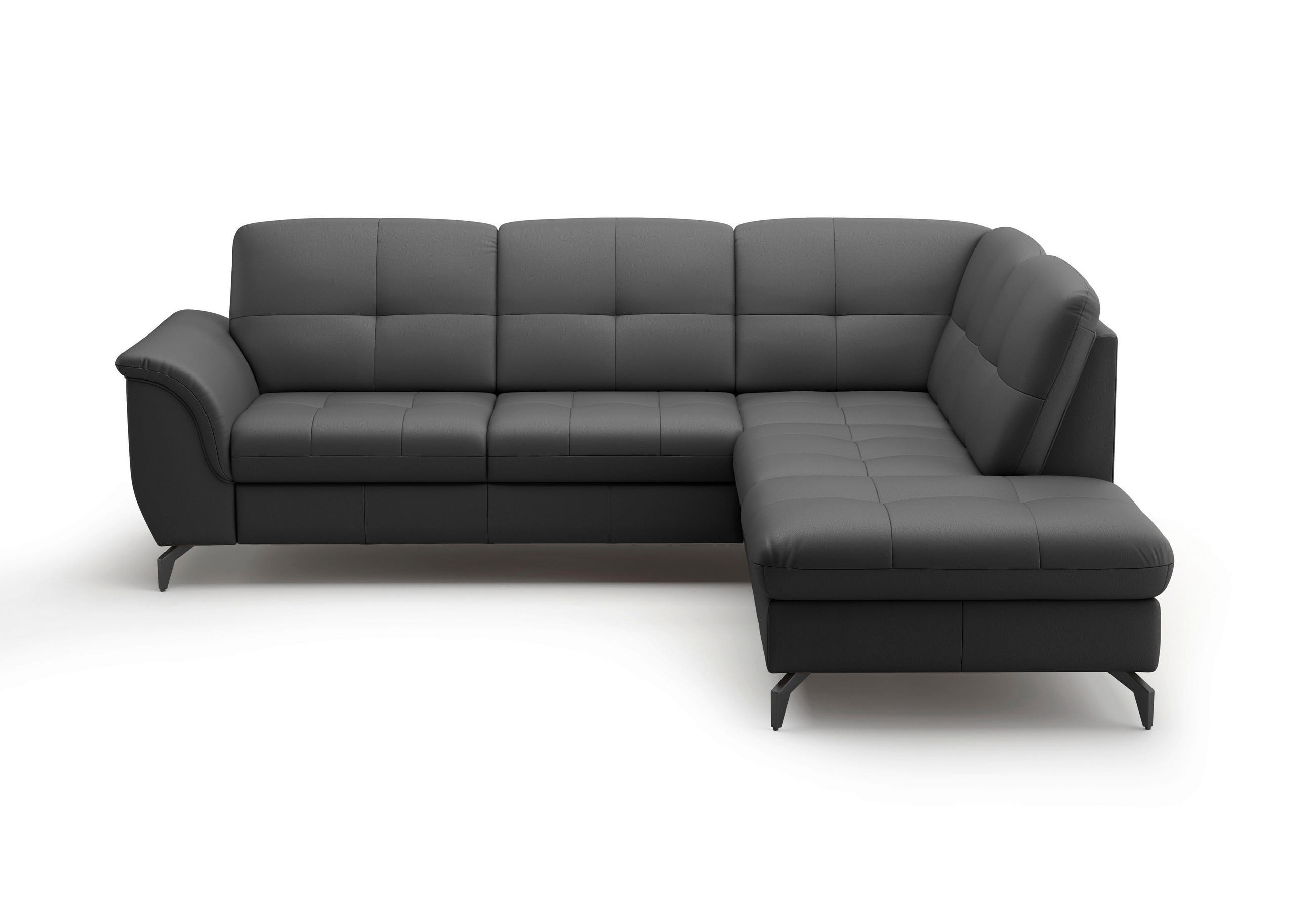 ECKSOFA in Vliesstoff Kombination Echtleder/Stoff Schwarz  244/212 cm  - Schwarz, MODERN, Leder/Textil (244/212cm) - Sit & More