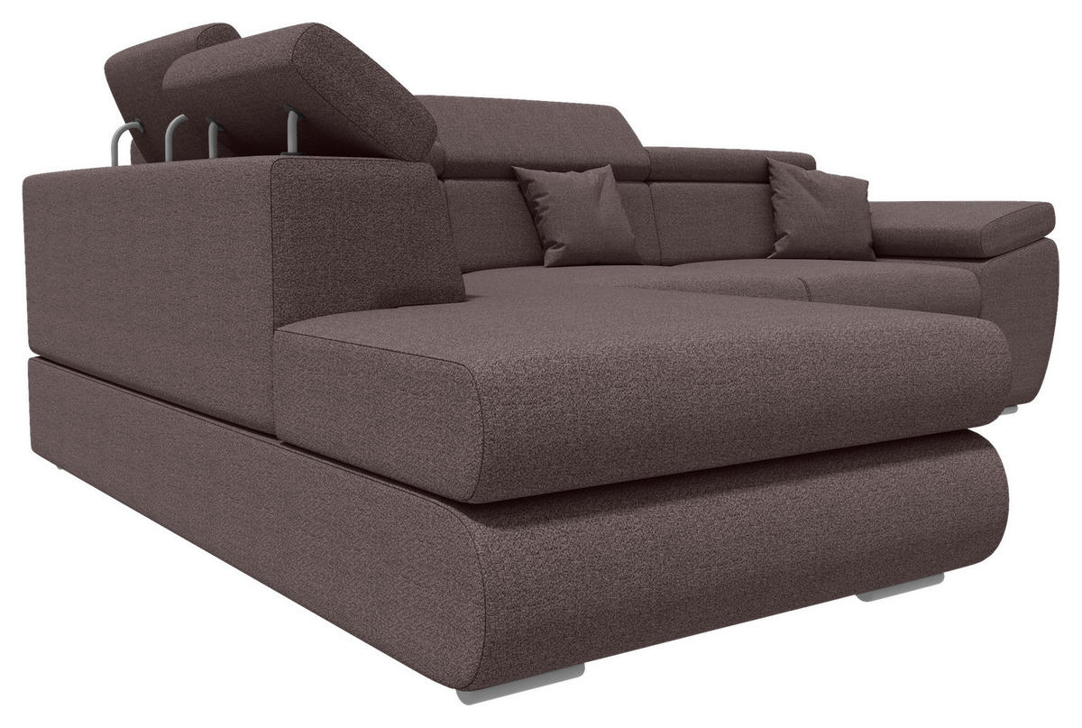 ECKSOFA Graubraun Struktur  - Chromfarben/Graubraun, KONVENTIONELL, Kunststoff/Textil (205/282cm) - Carryhome