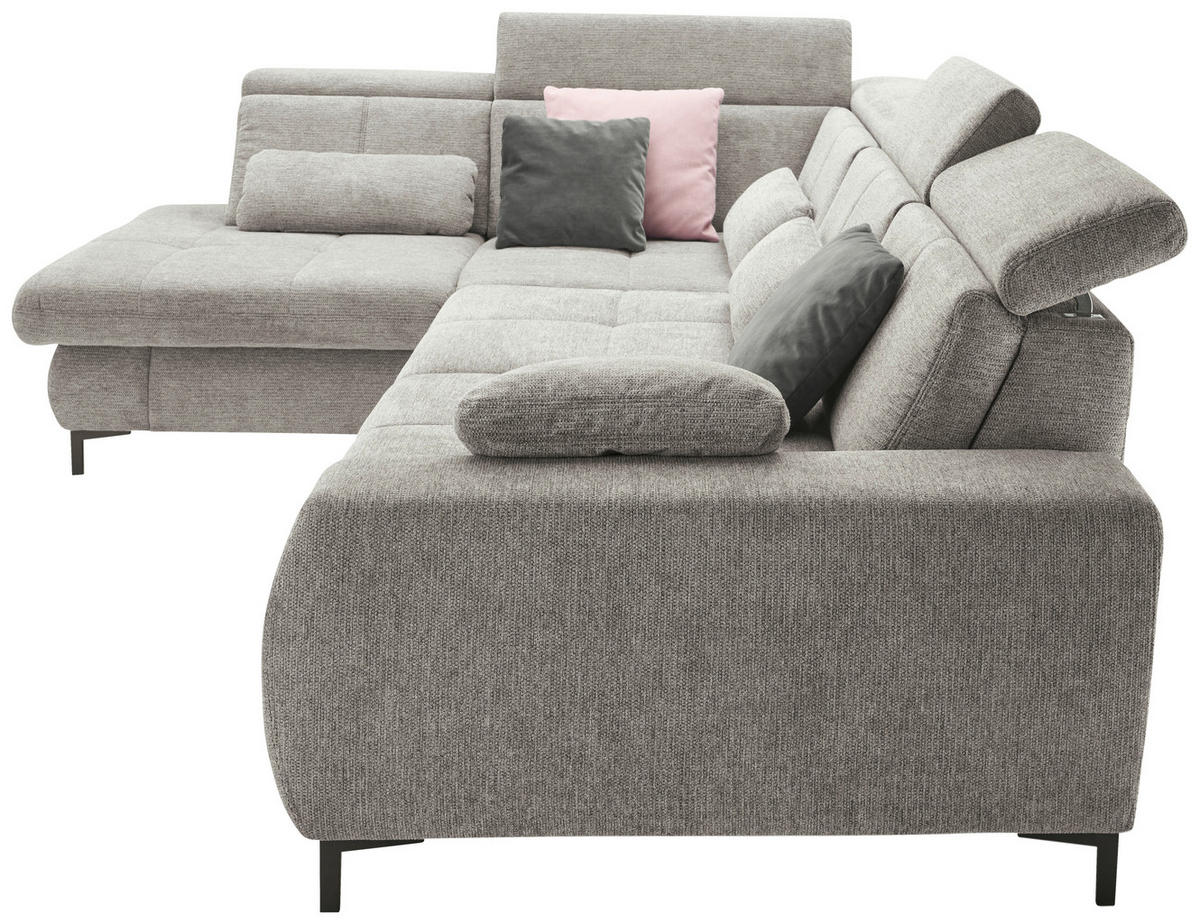 ECKSOFA Grau Webstoff  - Schwarz/Grau, KONVENTIONELL, Textil/Metall (220/314cm) - SetOne by Musterring