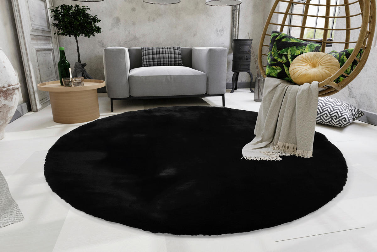 HOCHFLORTEPPICH 160/160 cm Silky Haven Schwarz  - Schwarz, Basics, Textil (160/160cm) - Novel