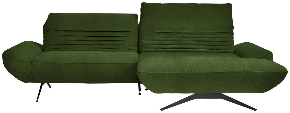 ECKSOFA  in Teddystoff Grün  280/170-195 cm  - Schwarz/Grün, Design, Textil/Metall (280/170-195cm) - Dieter Knoll