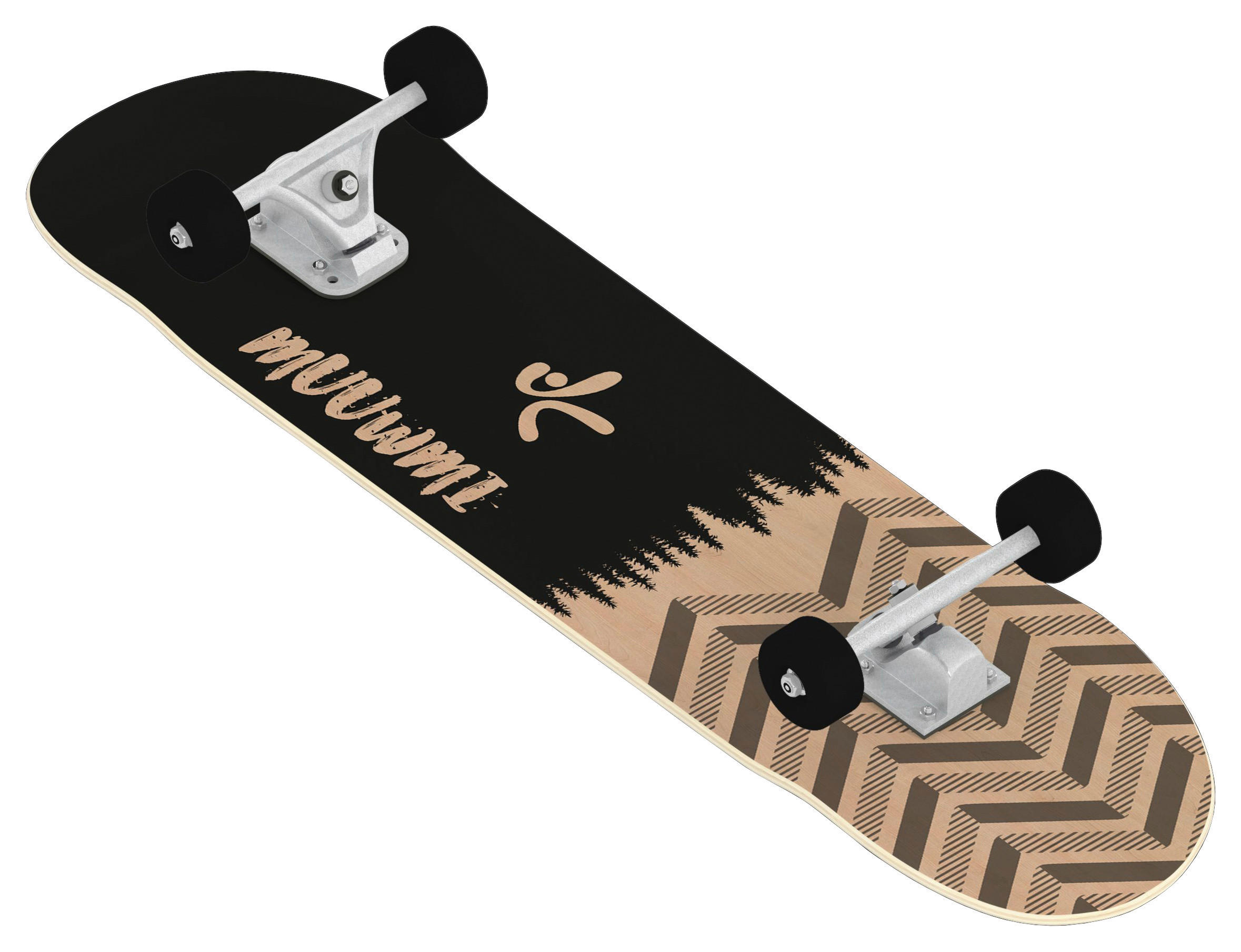 Skateboard Abec-7 Schwarz/Ahornfarben L: 79 cm