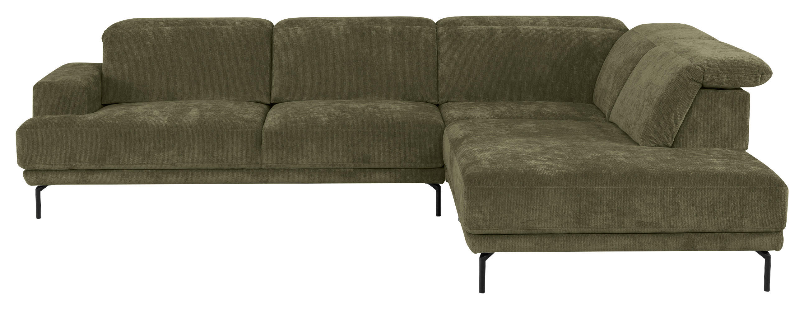 ECKSOFA Grün Chenille Kopfteilverstellung, Sitztiefenverstellung  - Schwarz/Grün, Design, Textil/Metall (307/243cm) - Xora