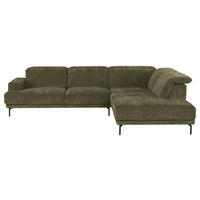 ECKSOFA Grün Chenille Kopfteilverstellung, Sitztiefenverstellung  - Schwarz/Grün, Design, Textil/Metall (307/243cm) - Xora