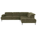 ECKSOFA Grün Chenille Kopfteilverstellung, Sitztiefenverstellung  - Schwarz/Grün, Design, Textil/Metall (307/243cm) - Xora