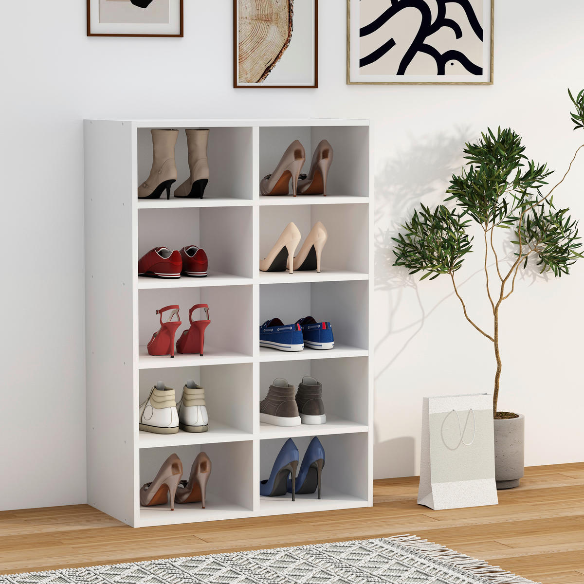 SCHUHREGAL Weiß  - Weiß, Design, Holzwerkstoff (55/84/30cm) - MID.YOU