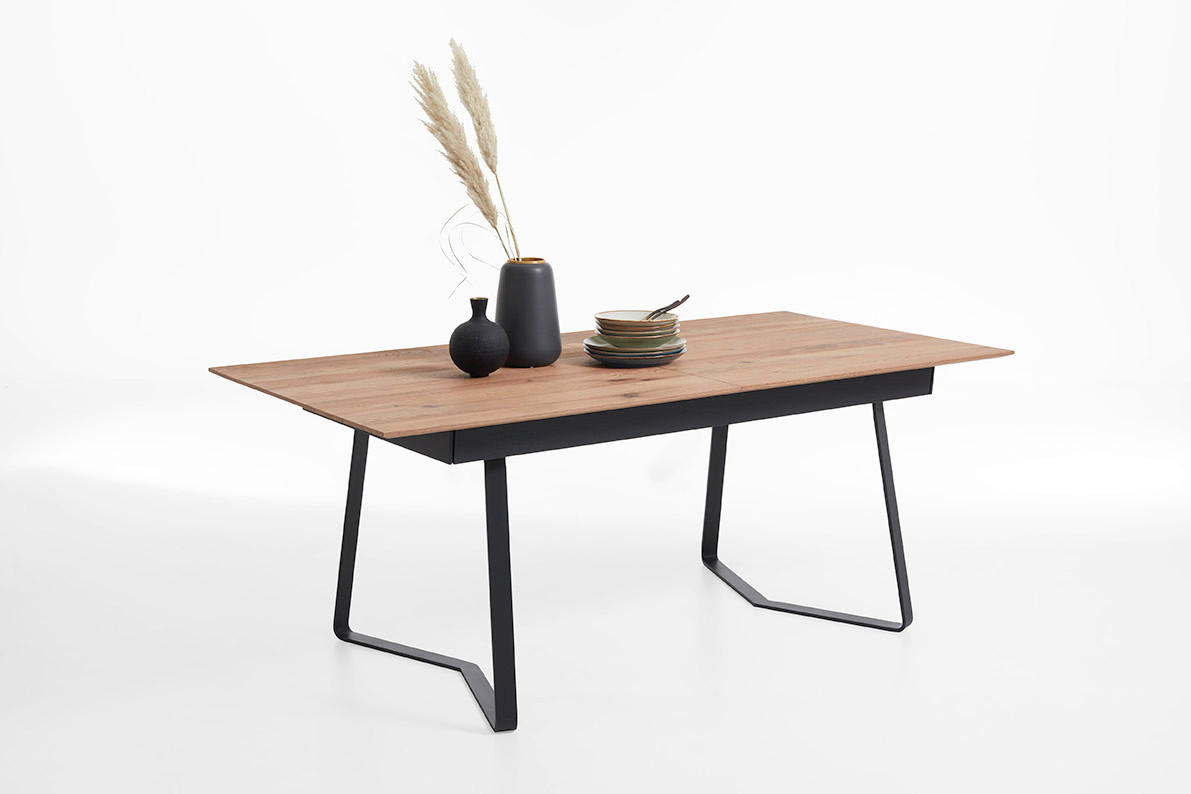 ESSTISCH Kerneiche massiv rechteckig Anthrazit, Eichefarben  - Eichefarben/Anthrazit, KONVENTIONELL, Holz/Metall (190/95/76cm) - Schöner Wohnen