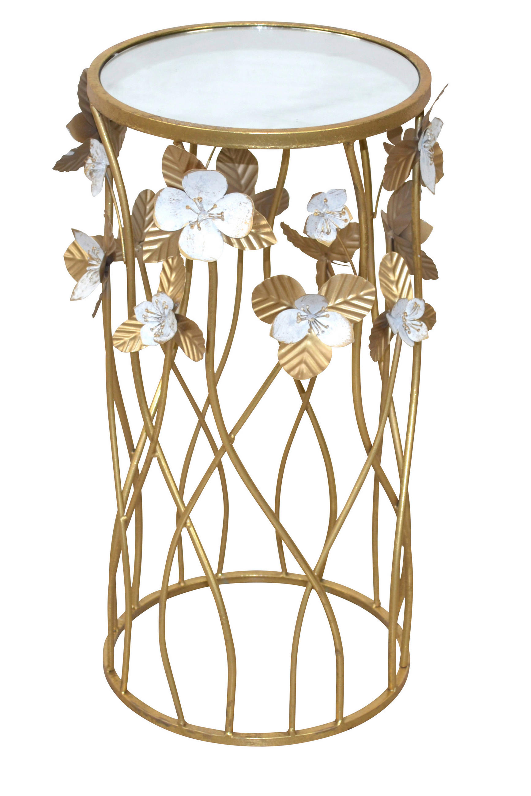 BEISTELLTISCH 30/30/60 cm Goldfarben rund  - Goldfarben, Design, Glas/Metall (30/30/60cm) - MID.YOU