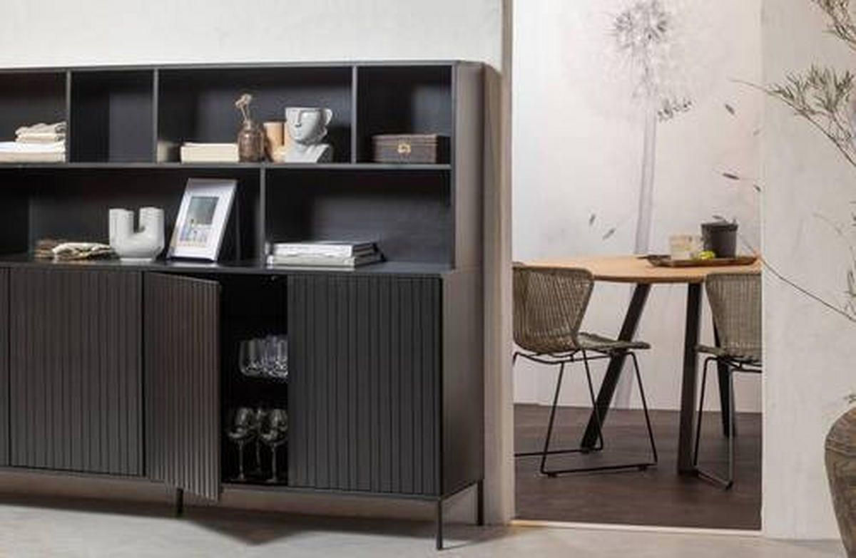 BUFFET 200/150/44 cm  in Schwarz  - Schwarz, Design, Holz/Holzwerkstoff (200/150/44cm) - Ambia Home