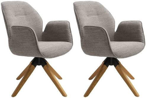 Drehstuhl-set 2er Savona Grau Eiche Massiv