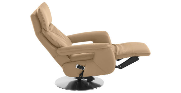RELAXSESSEL in Leder Hellbraun - Hellbraun/Edelstahlfarben, Design, Leder/Metall (78/112/85cm) - Cantus