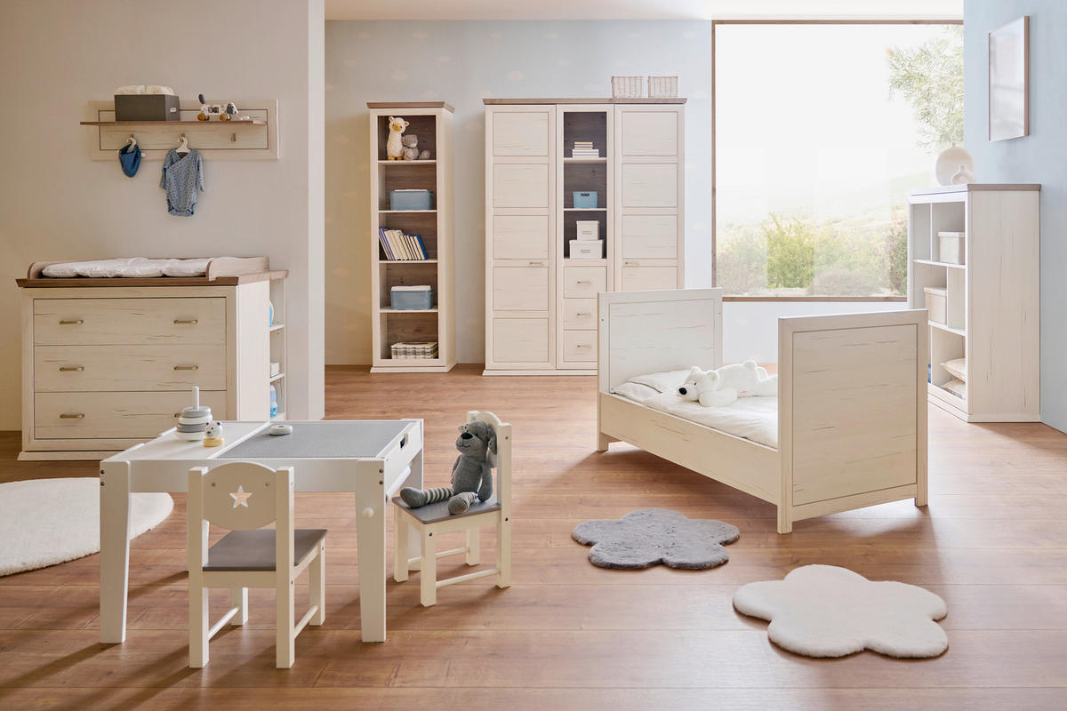 GITTERBETT CAMRON  145/76,50/80 cm   - Weiss/Grau, Natur, Holz/Holzwerkstoff (145/76,50/80cm) - My Baby Lou