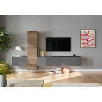 WOHNWAND  in Schieferfarben  282/160/37 cm  - Schieferfarben/Eichefarben, Design, Holzwerkstoff (282/160/37cm) - Celina Home