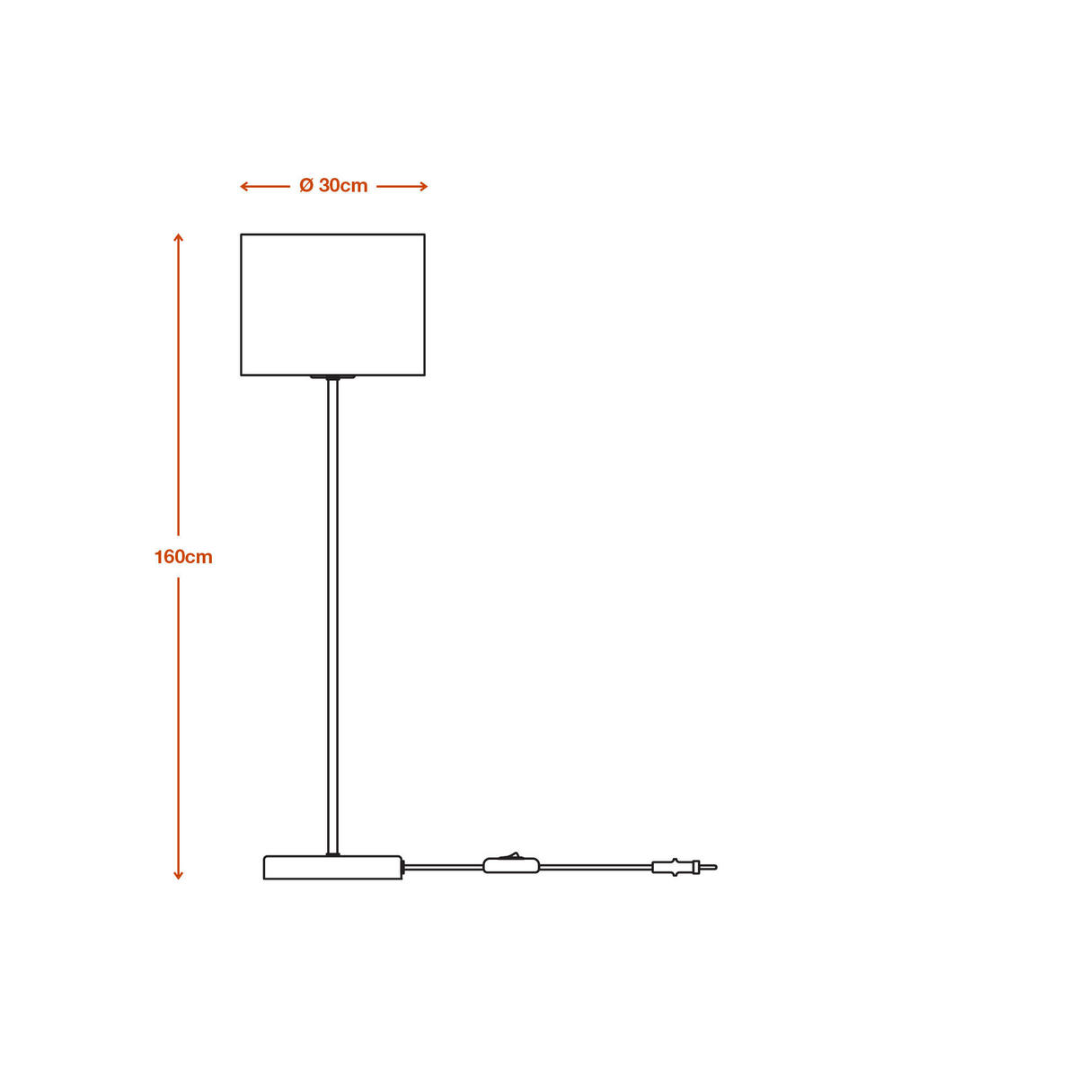 STEHLEUCHTE 30/160 cm    - Hellbraun/Schwarz, KONVENTIONELL, Karton/Metall (30/160cm) - Ledvance
