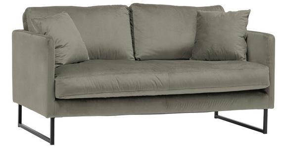 2-SITZER-SOFA in Samt Grau  - Schwarz/Grau, Design, Textil/Metall (150/78/84cm) - Carryhome