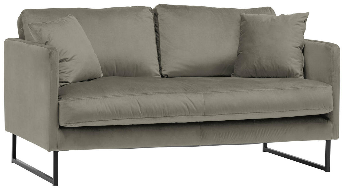 2-SITZER-SOFA in Samt Grau  - Schwarz/Grau, Design, Textil/Metall (150/78/84cm) - Carryhome
