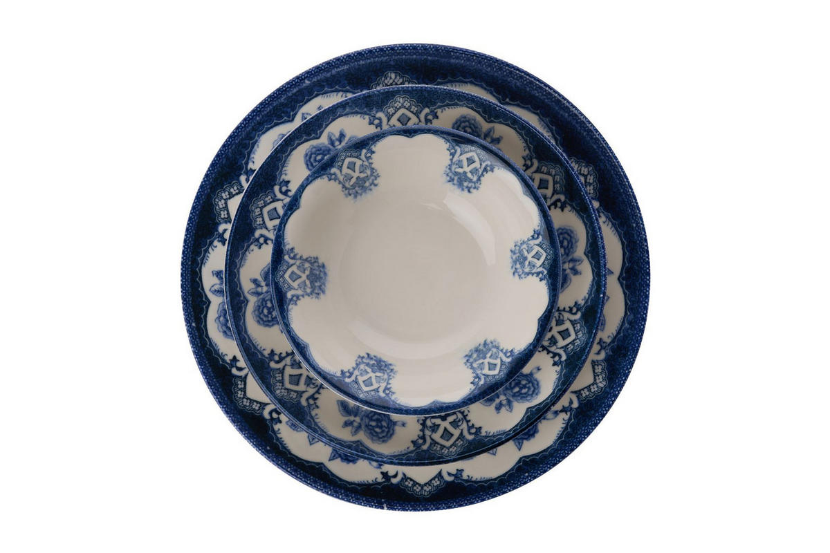 KOMBISERVICE Blau, Weiß 24-teilig 6 Personen  - Blau/Weiß, Basics, Keramik - P & B