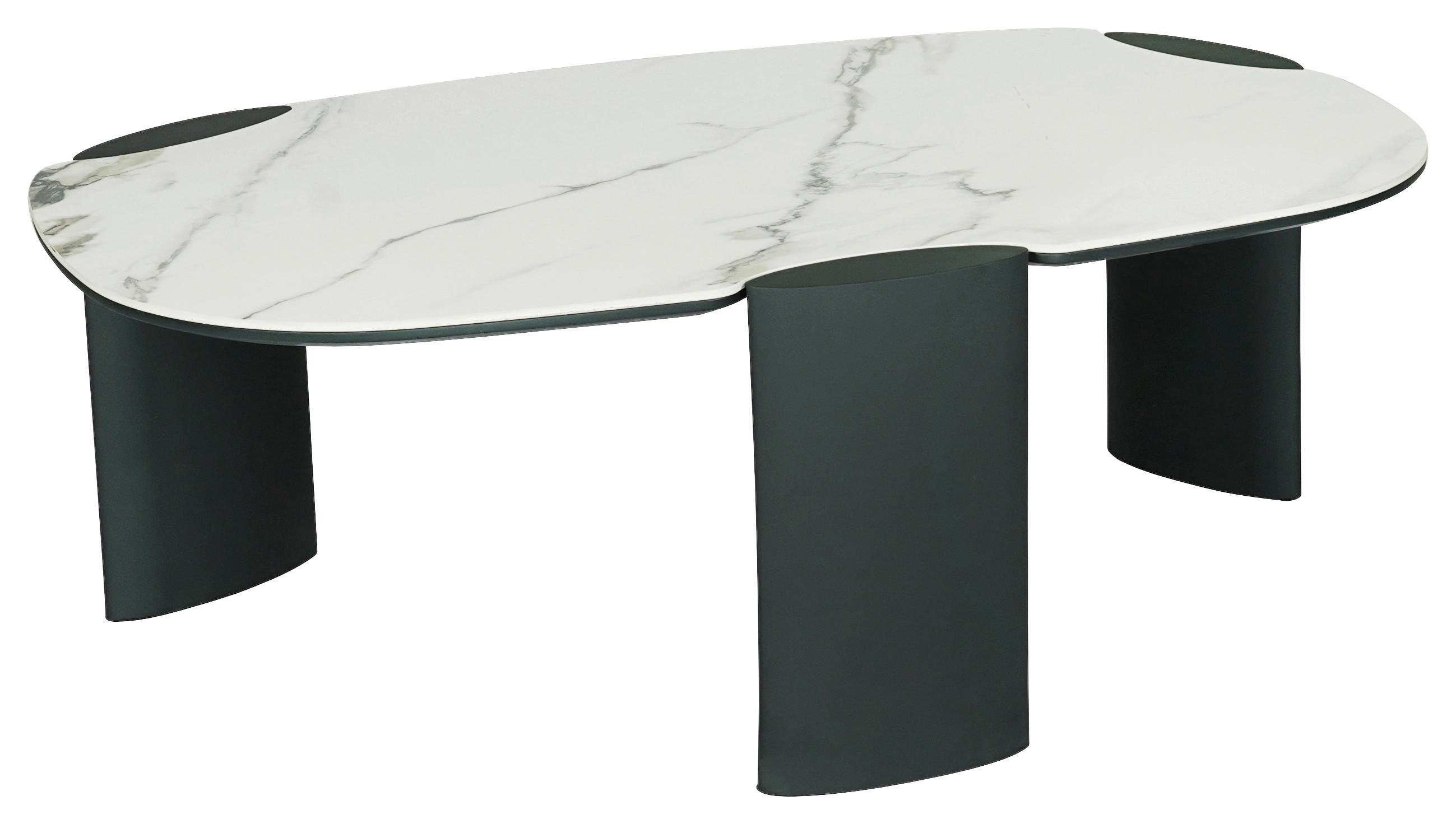 COUCHTISCH 105/65/38 cm oval Anthrazit, Weiß  - Anthrazit/Weiß, Design, Keramik/Holzwerkstoff (105/65/38cm) - Novel