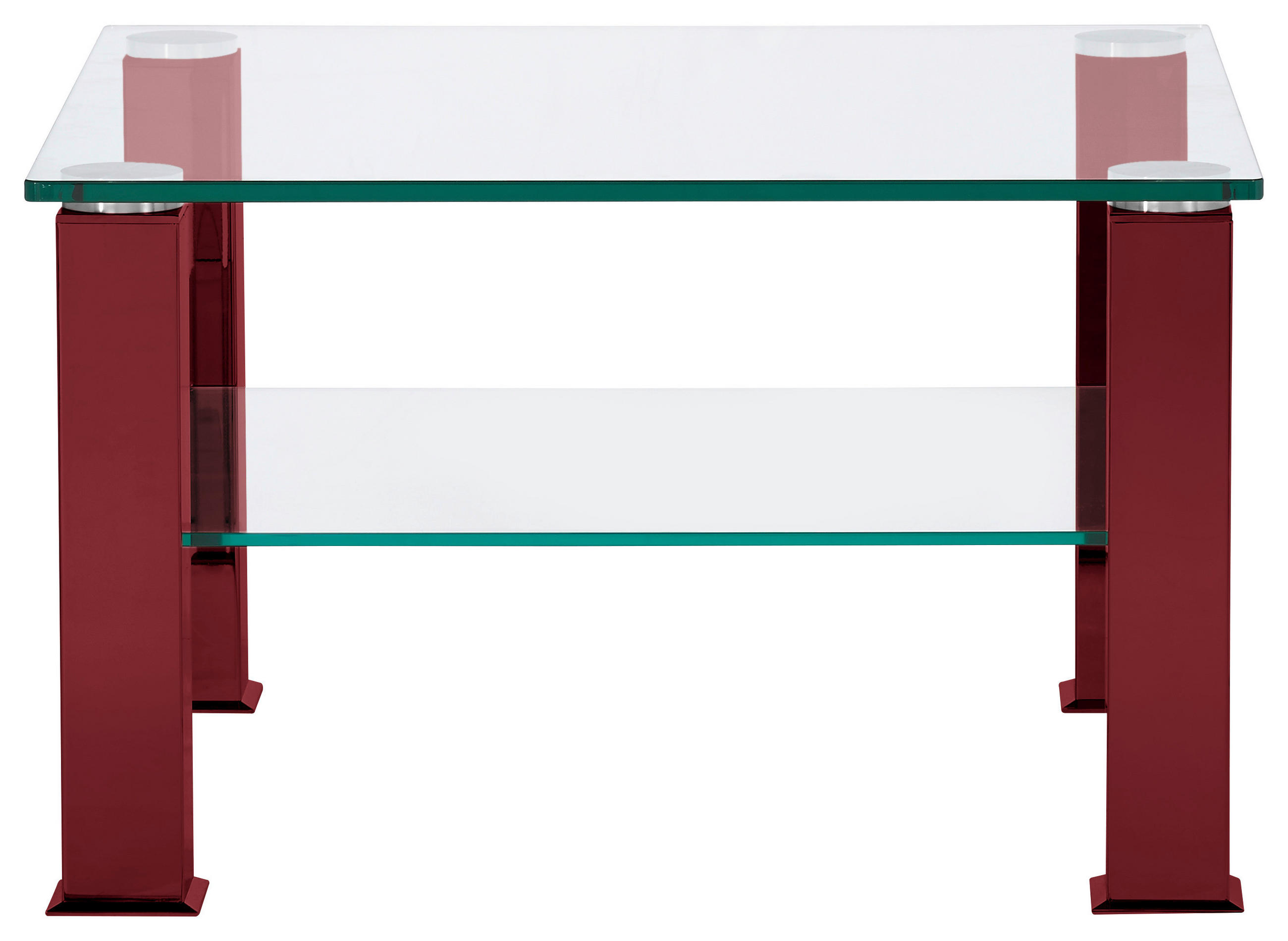 COUCHTISCH in Metall, Glas 75/75/42,5 cm  - Weinrot, Design, Glas/Kunststoff (75/75/42,5cm)