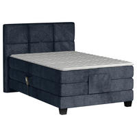 BOXSPRINGBETT 120/200 cm,  in Dunkelblau, Matratze, Topper, motorische Verstellbarkeit, Fernbedienung, H3 = fest  - Schwarz/Dunkelblau, KONVENTIONELL, Holz/Kunststoff (120/200cm) - Chameo