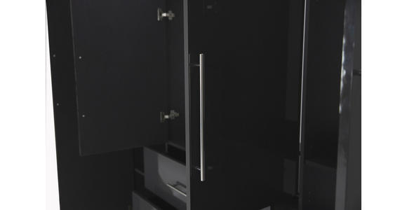 KLEIDERSCHRANK 196/219/59 cm 4-türig Anthrazit Hochglanz, Anthrazit - Anthrazit/Anthrazit Hochglanz, KONVENTIONELL, Holzwerkstoff/Metall (196/219/59cm) - Carryhome