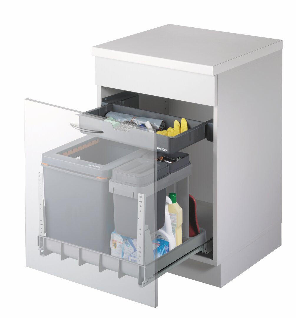 EINBAUABFALLSAMMLER 41 + 5 l  Kunststoff  - Grau, Basics, Kunststoff (37,7/45/52cm) - HKT