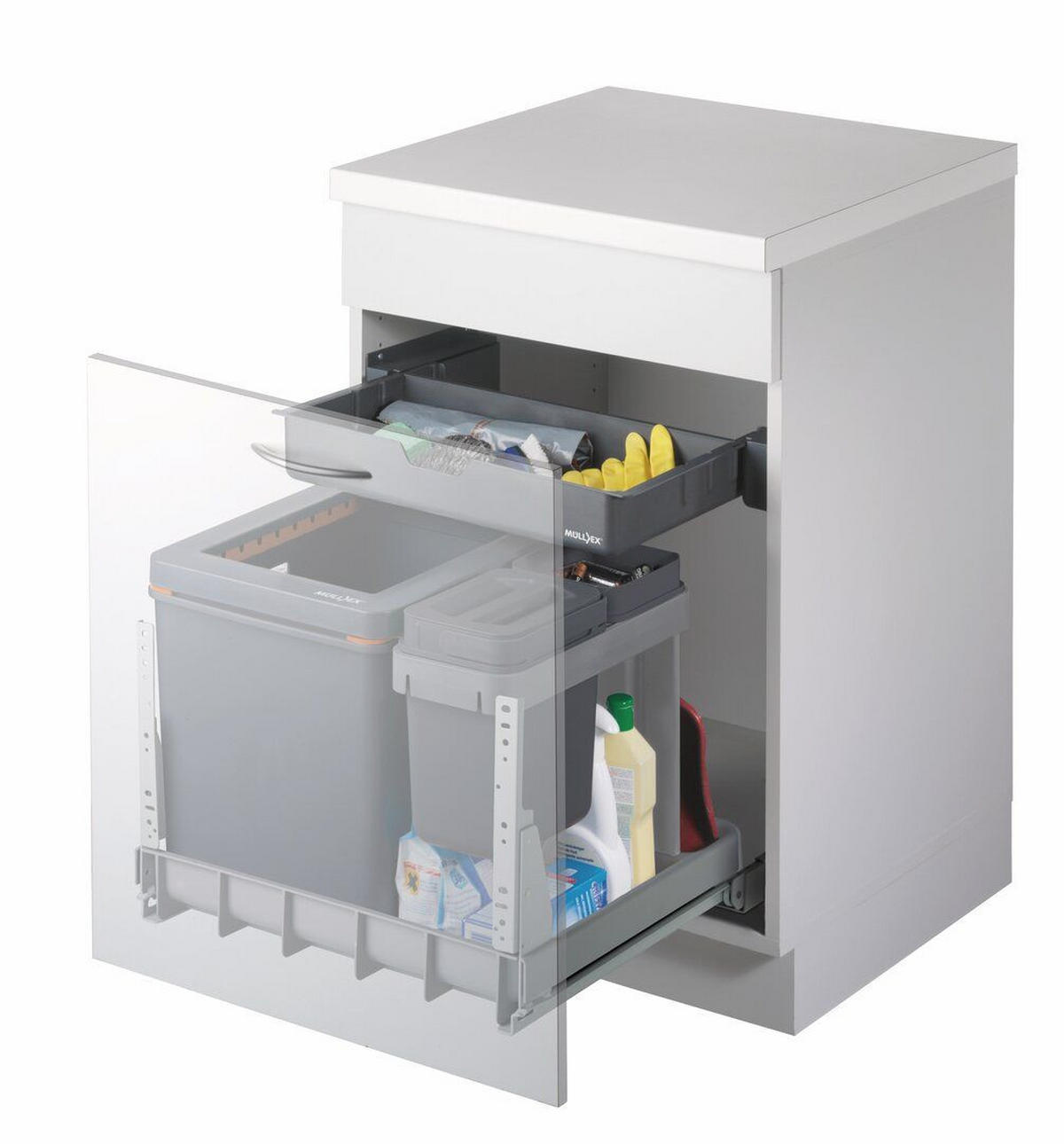 EINBAUABFALLSAMMLER 41 + 5 l  Kunststoff  - Grau, Basics, Kunststoff (37,7/45/52cm) - HKT