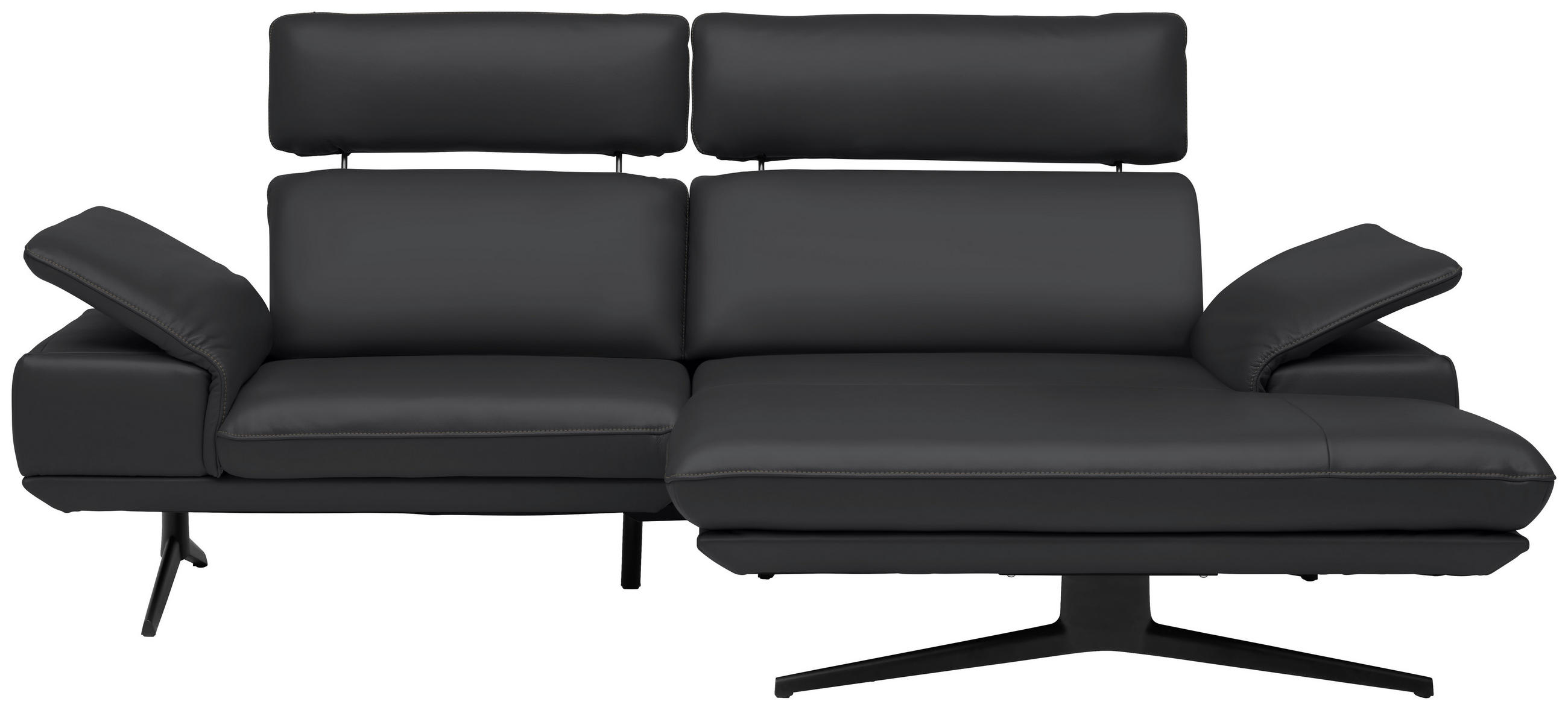 ECKSOFA in Echtleder Schwarz  239/150 cm  - Beige/Schwarz, Design, Leder/Metall (239/150cm) - Koinor