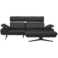 ECKSOFA Echtleder Schwarz  - Beige/Schwarz, Design, Leder/Metall (239/150cm) - Koinor