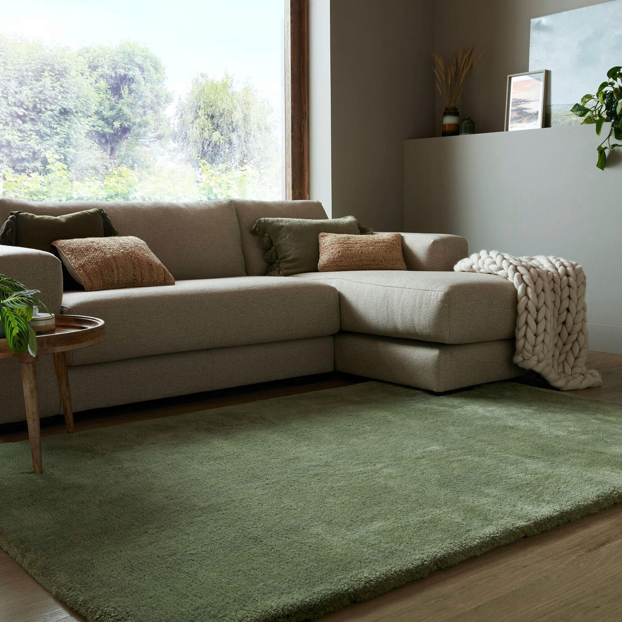 WEBTEPPICH 80/150 cm FAROE WOOL LOOK FUR Grün  - Grün, KONVENTIONELL, Textil (80/150cm)