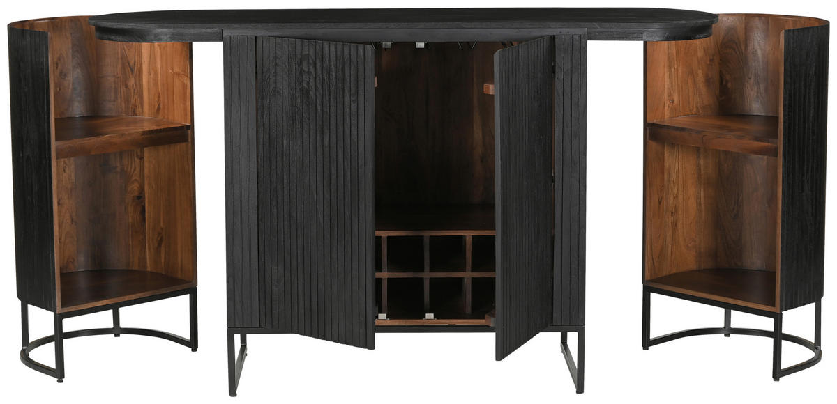 KONYHASZIGET 180/105/50 cm  - akáciaszínű/fekete, Design, fa/fém (180/105/50cm) - Livetastic
