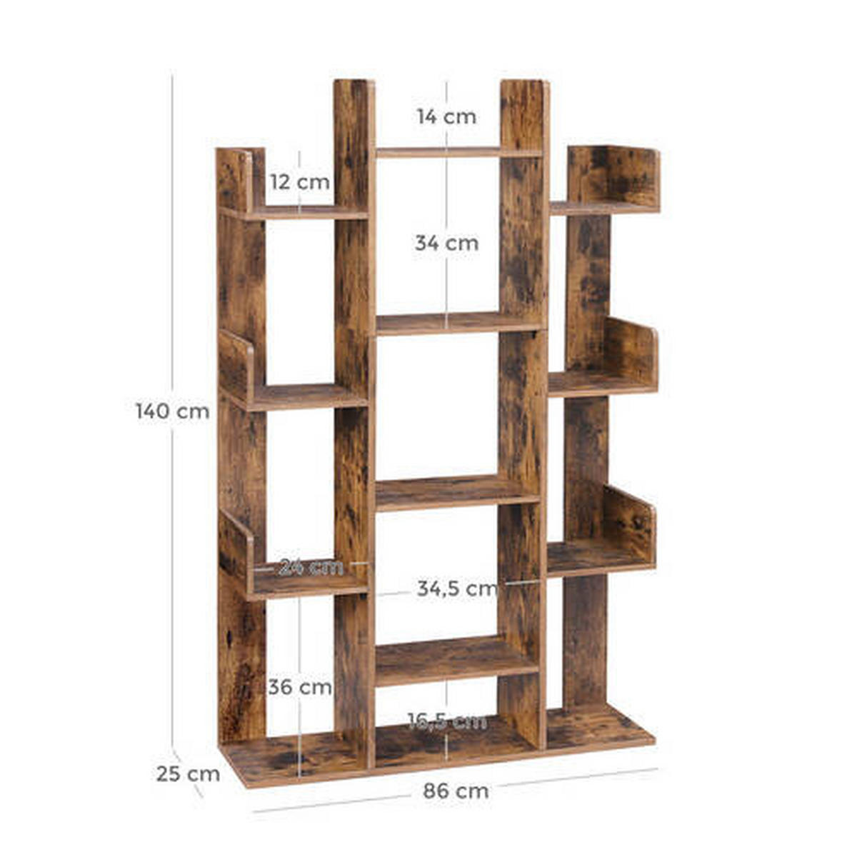 BÜCHERWAND  86/140/25 cm Braun  - Braun, Basics, Holzwerkstoff (86/140/25cm) - Boxxx