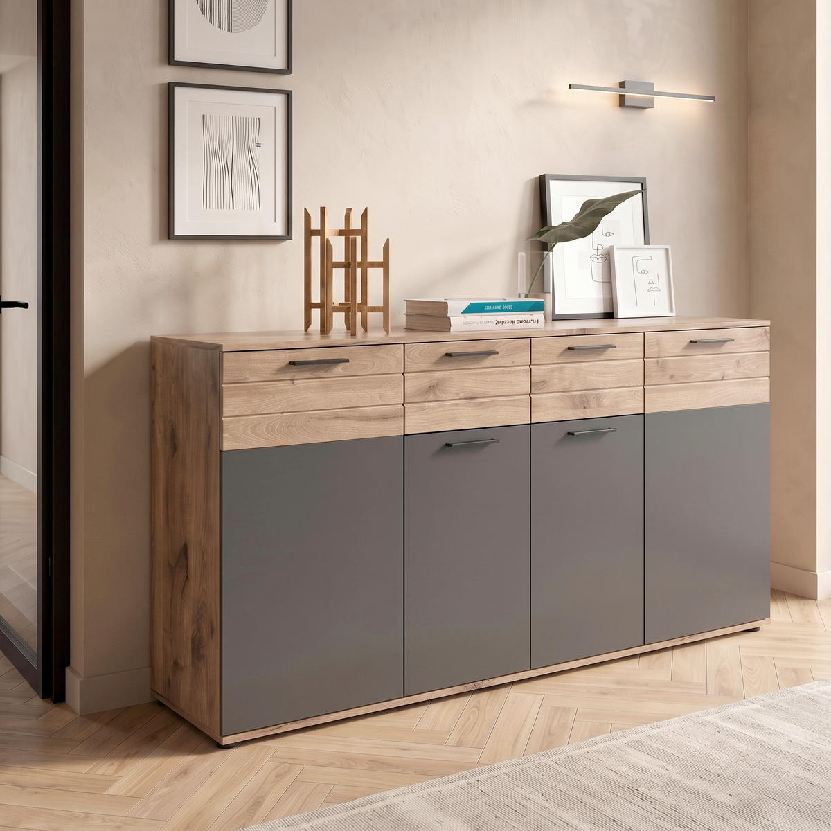 KOMODA, 180/87/40 cm - kompozitní dřevo/plast (180/87/40cm) - MID.YOU