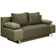 SCHLAFSOFA  in Cord, Velours Olivgrün  - Buchefarben/Creme, KONVENTIONELL, Holz/Textil (191/92/89cm) - Carryhome