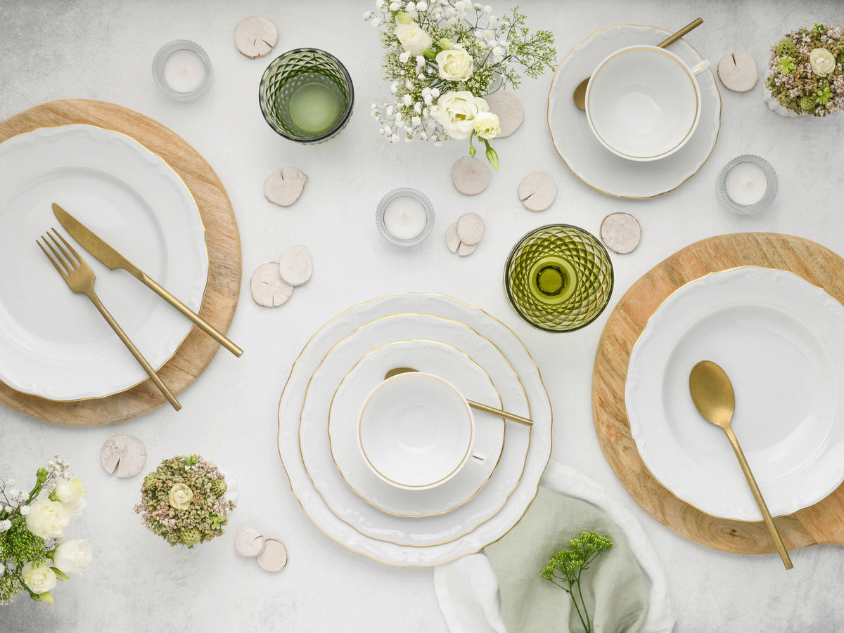 KOMBISERVICE Maria Theresia Gold 30-teilig  - Goldfarben/Weiß, Basics, Keramik (44/28/33cm) - Creatable