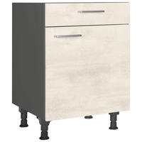 SCHUBKASTENUNTERSCHRANK 60/87/56 cm  in Weiß  - Schieferfarben/Edelstahlfarben, MODERN, Holzwerkstoff/Metall (60/87/56cm) - Nobilia